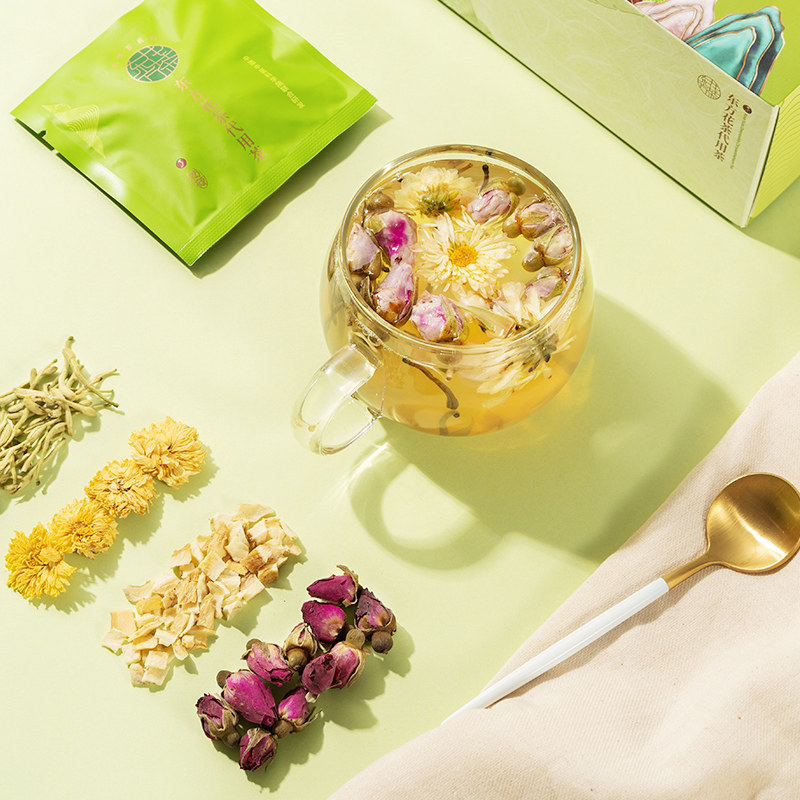 东方花草东方花草代用玫瑰金银花玉竹菊花花茶代用