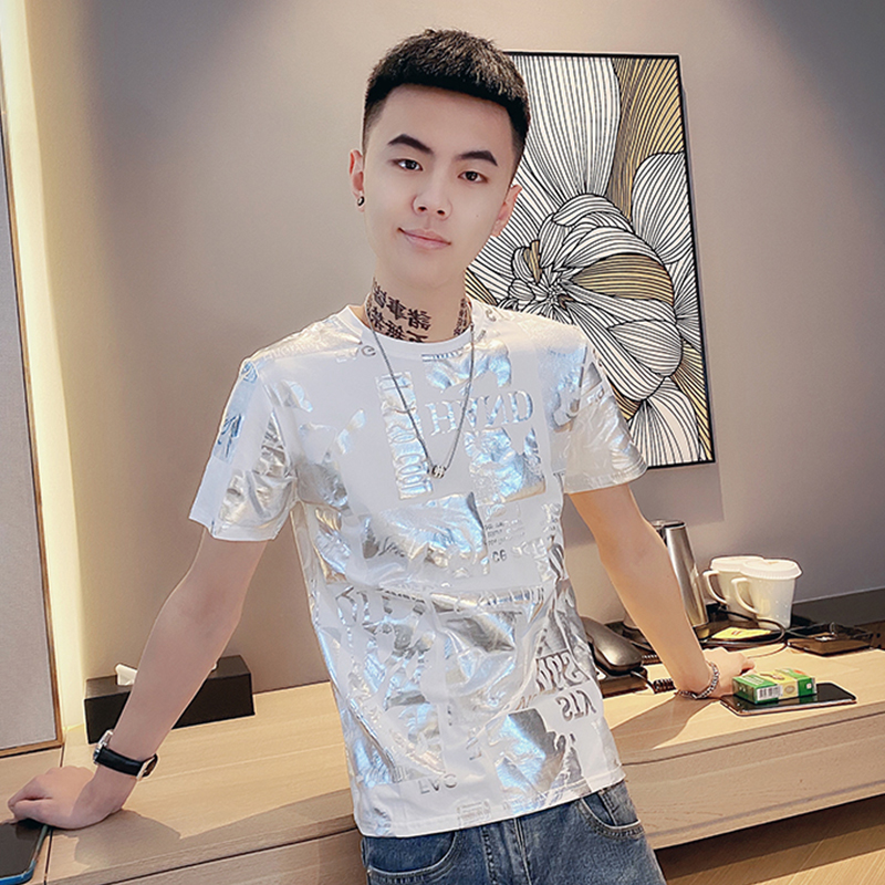 网红时尚短袖男士潮流抖音潮牌百搭社会精神小伙半袖2021T恤修身