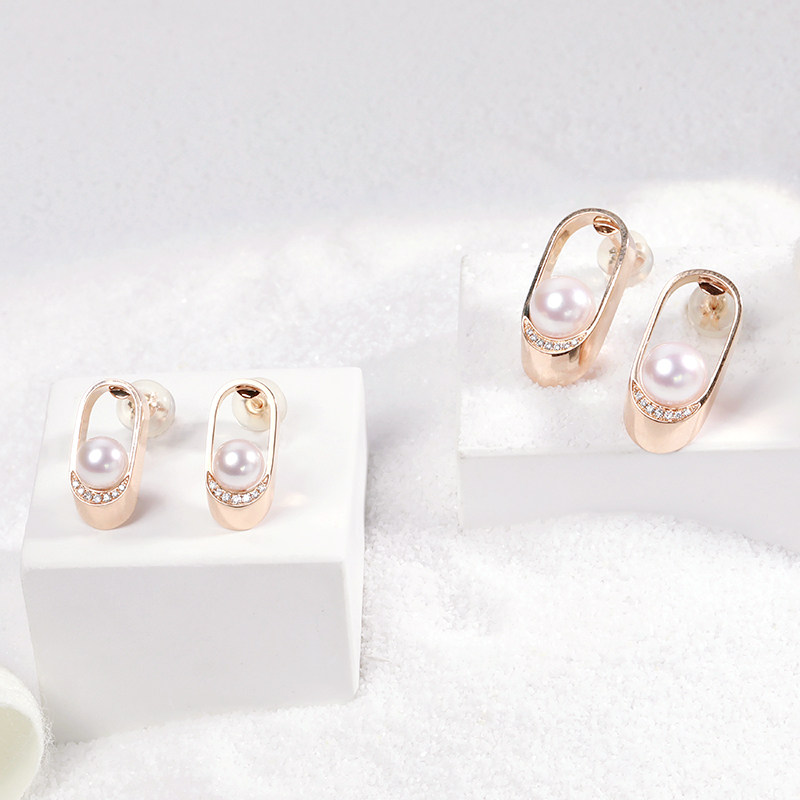 gio金钻石时尚个性耳饰钻石18k珠宝耳钉珍珠耳饰