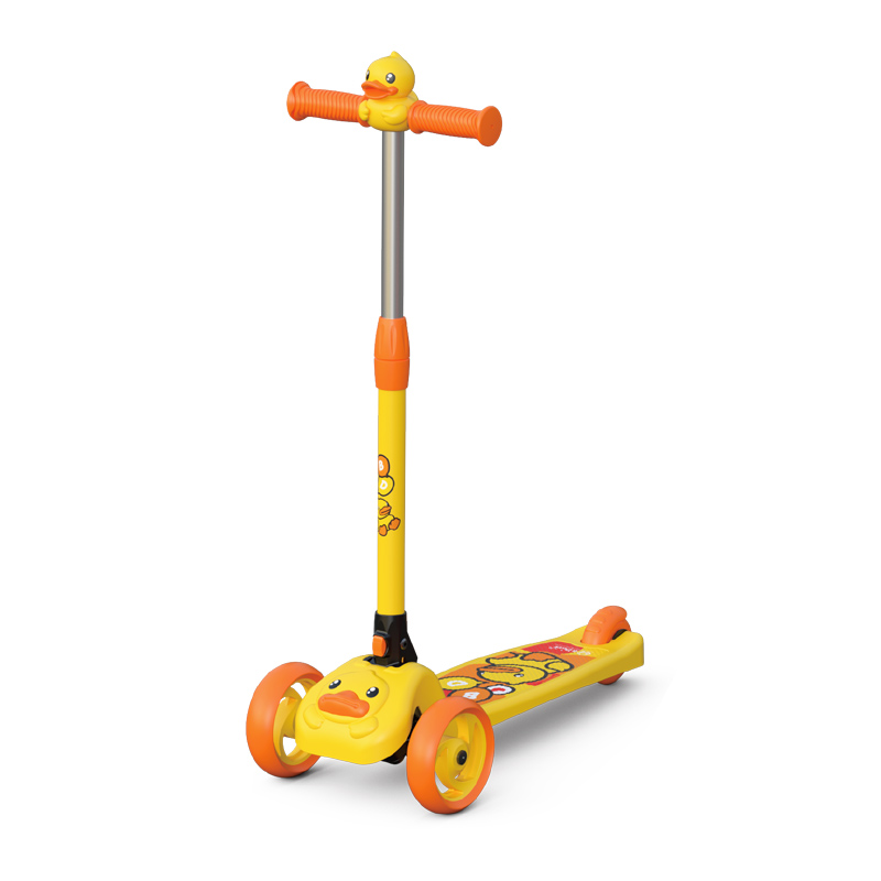 乐的小黄鸭蛙式滑板车儿童38岁小孩初学四轮双脚滑板车