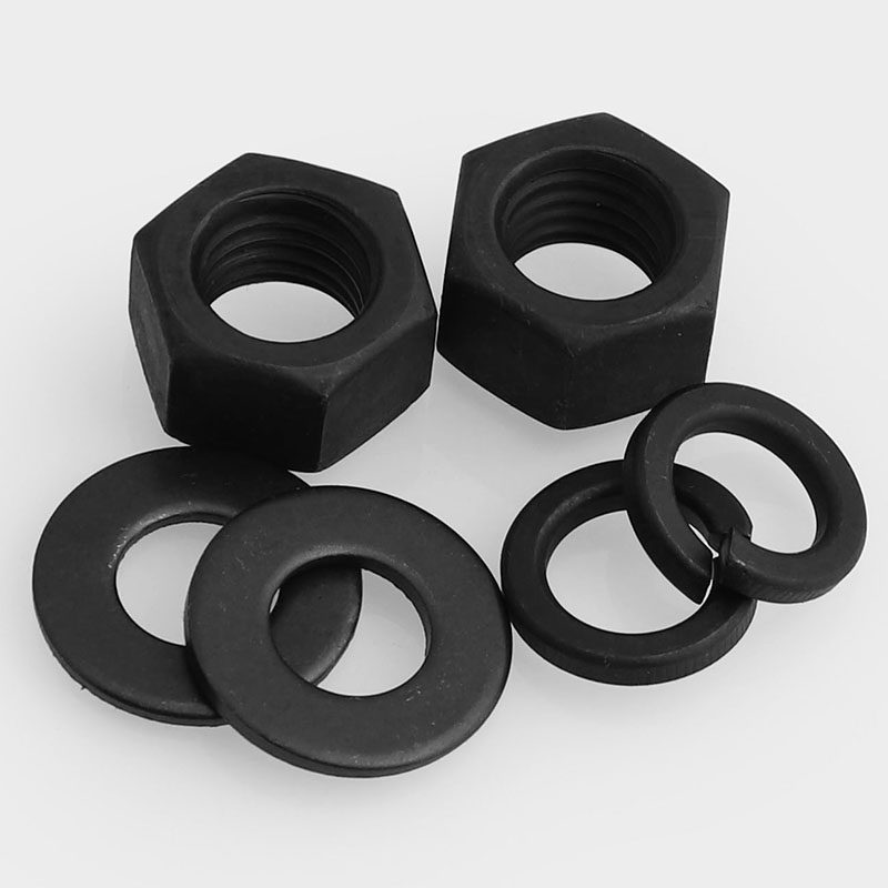 88级高强度发黑六角螺母垫片弹垫m3m4m5m6m8m10m20m30m56m64螺母