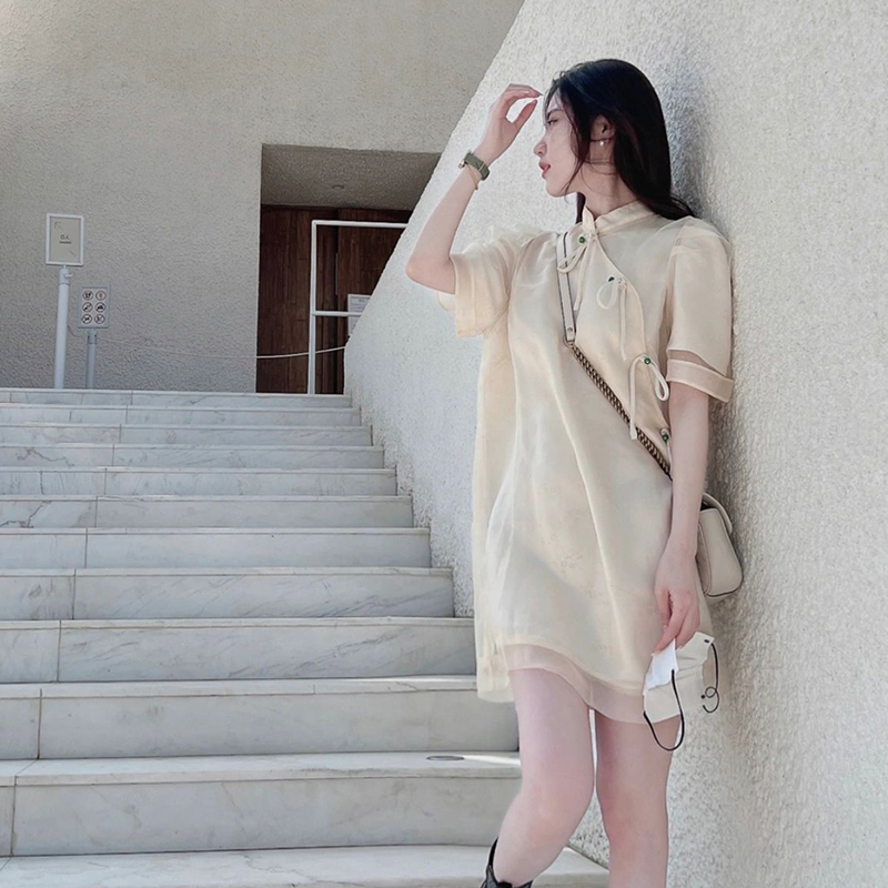 改良旗袍裙女夏2022年新款小个子高级感小众设计新中式国风连衣裙