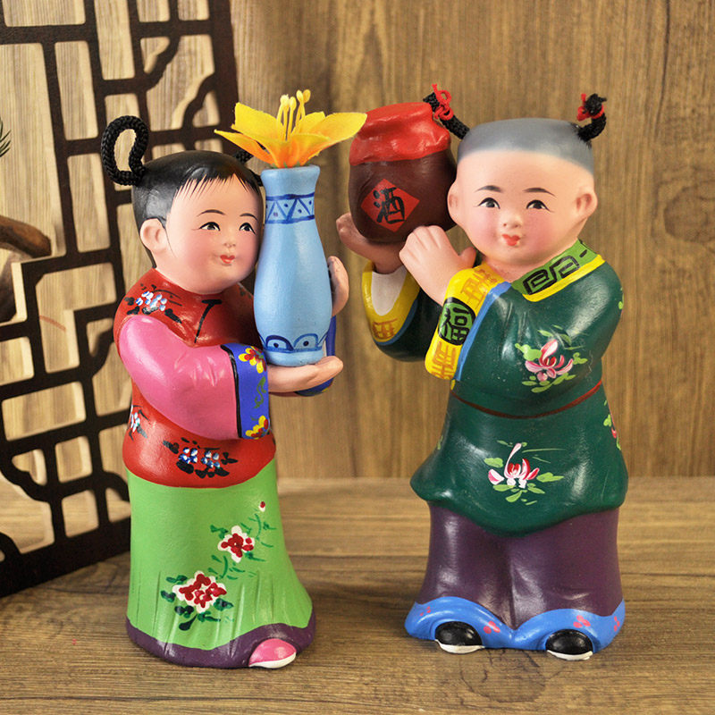 天津泥人张彩塑彩塑久久平安商务会议礼品摆件中式摆件