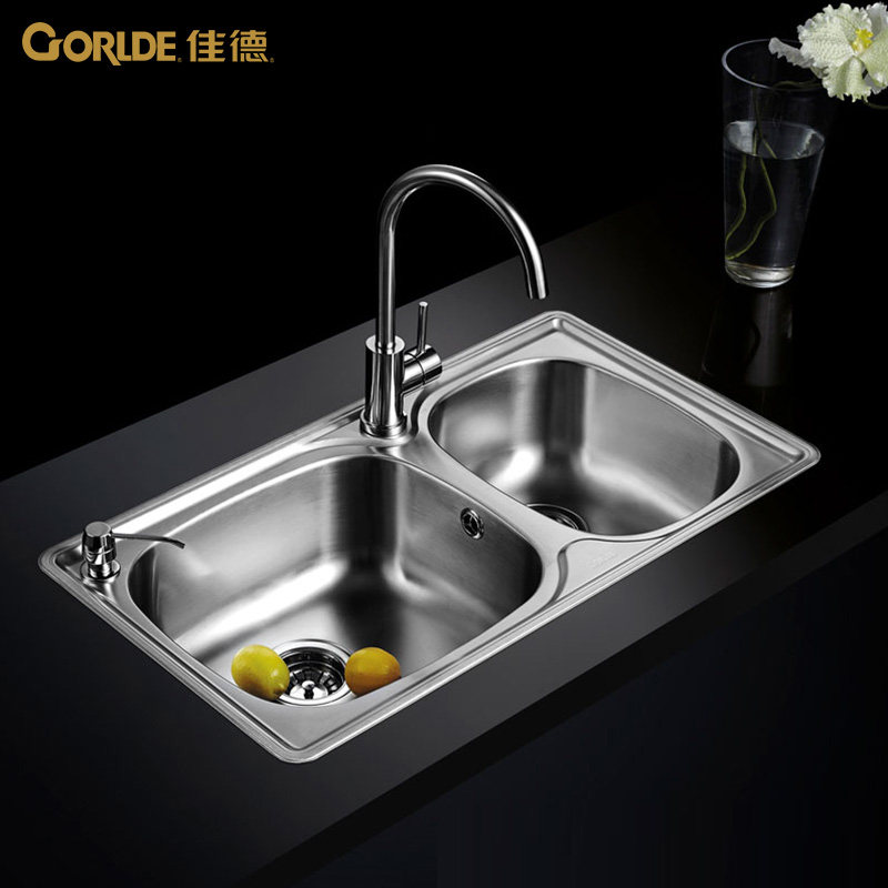 佳德厨房sus304不锈钢水槽双槽套餐加厚洗菜洗碗水槽套餐