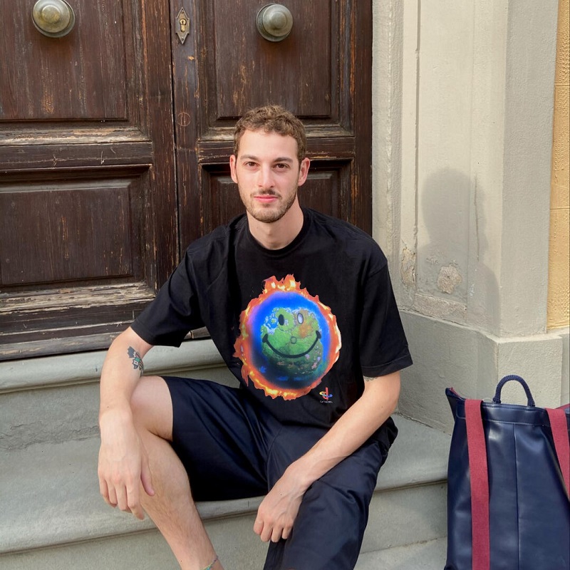 travisscottts笑脸地球欧美宽松潮流堡垒之夜t恤