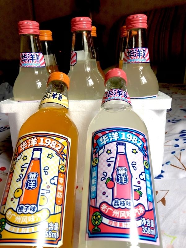 汽水华洋1982饮料荔枝桔子凤梨碳酸饮品拉罐碳酸饮料