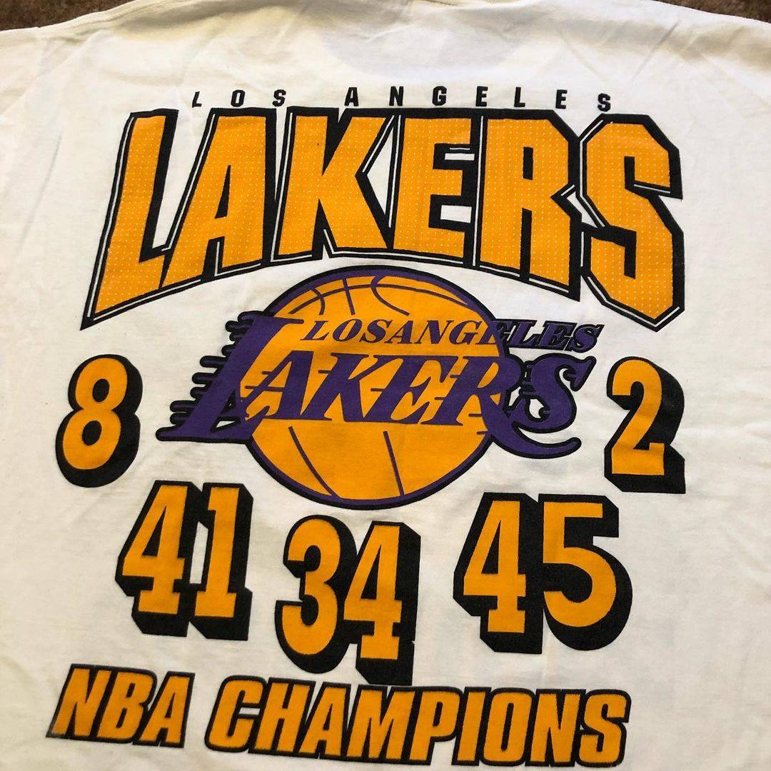 球队文化衫240g洛杉矶湖人la宽松美式复古潮流指环