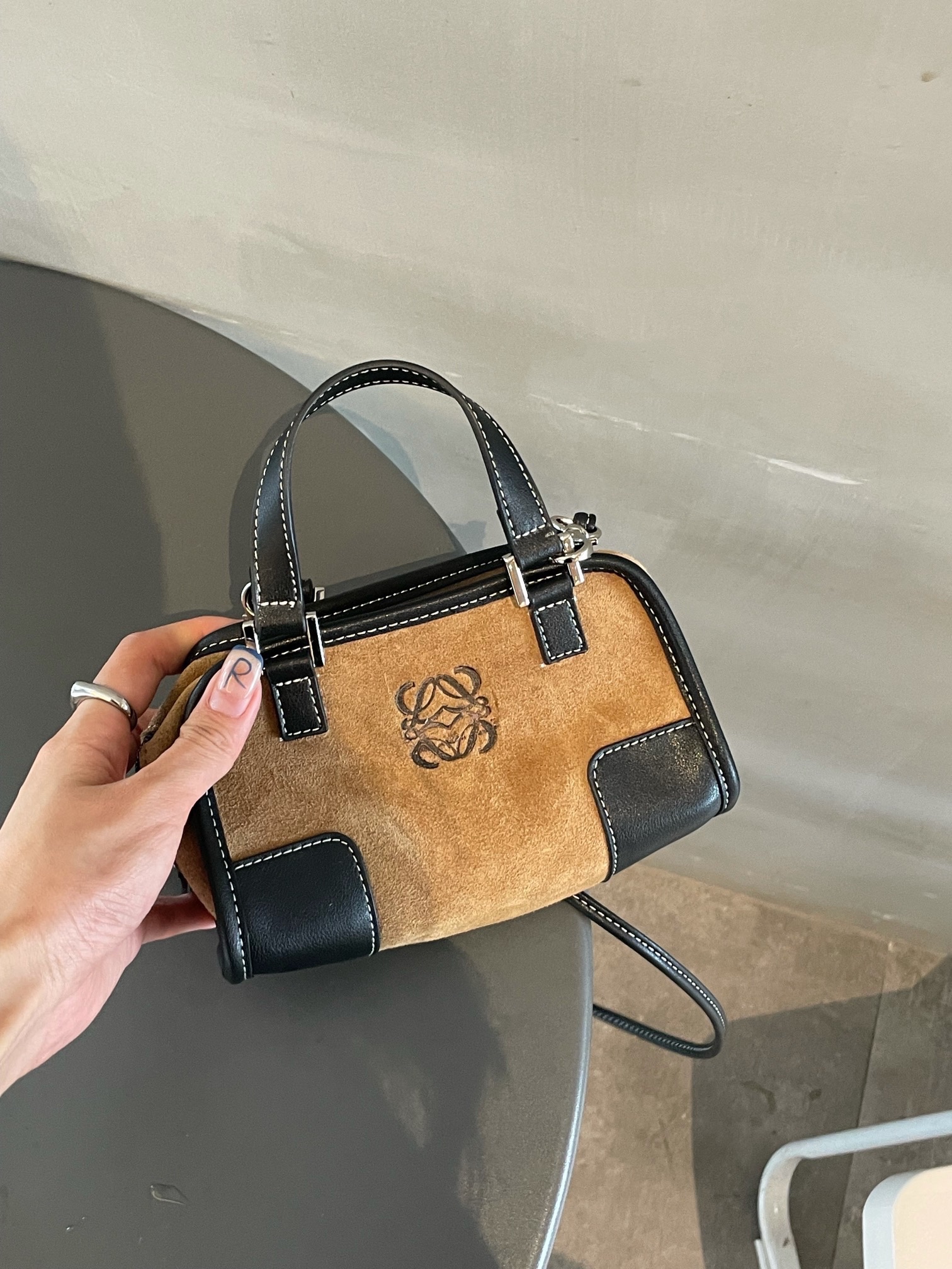 仅供熟客中古包vintage罗家托特包麂皮枕头包mini圆筒沙漠amazona