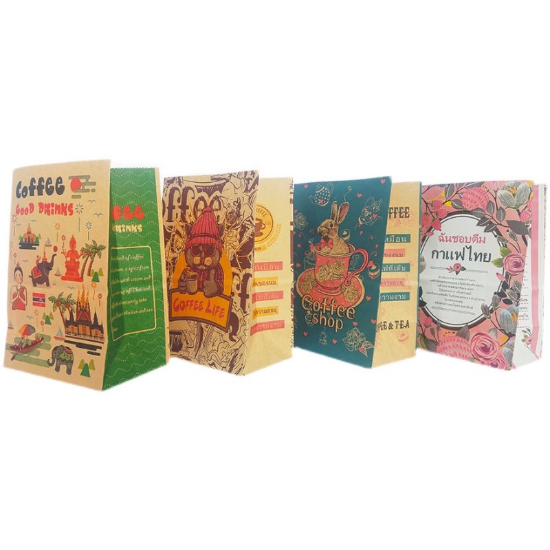 奶茶泰式包装袋老挝咖啡纸袋饮品东南亚一次性手提牛皮纸袋