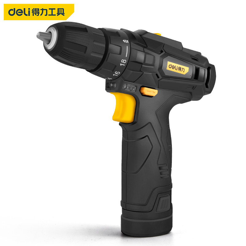 得力电钻家用手电钻冲击锂电手枪工具充电手钻电钻