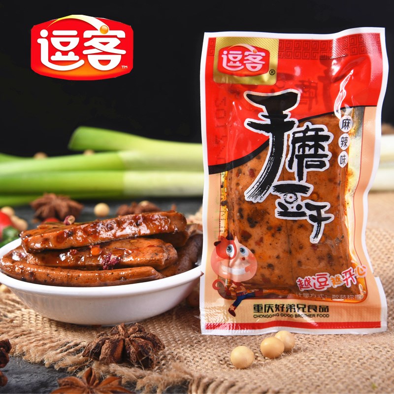 @新疆包邮西藏零食店逗客手磨豆干500g重庆麻辣休闲小零食小吃素