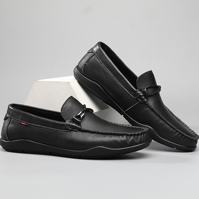 港宾利鞋子2021秋季新款男士休闲皮鞋一脚脚蹬乐福鞋豆豆鞋