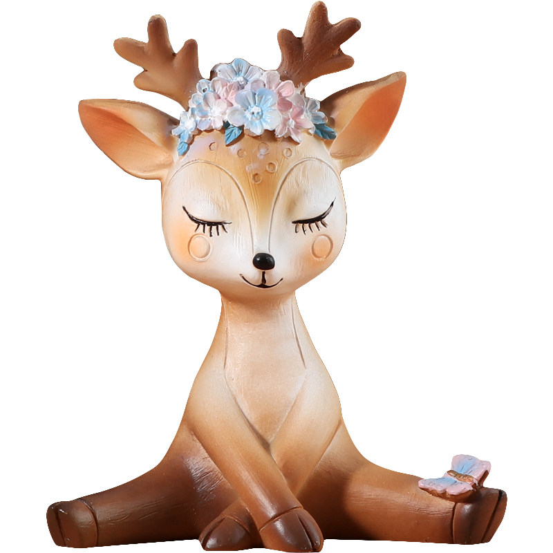 ins北欧可爱小鹿宝宝摆件网红梅花鹿桌面房间摆件