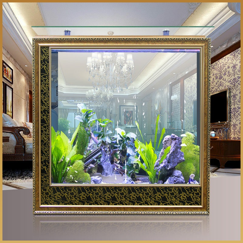 简约现代方形玄关屏风鱼缸家用客厅中大型玻璃鱼缸