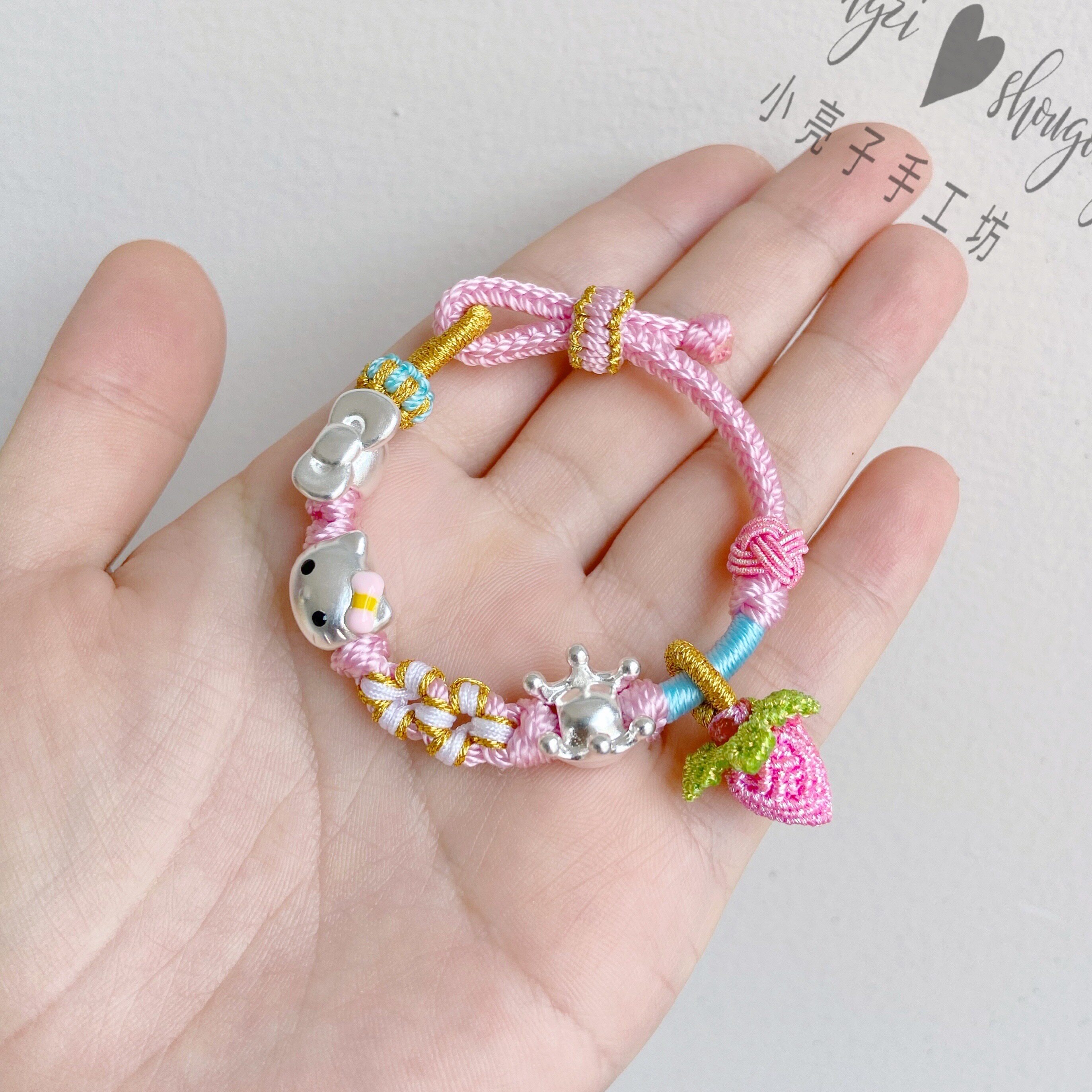 宝宝手绳手链3d硬银纯银送礼礼物转运手链