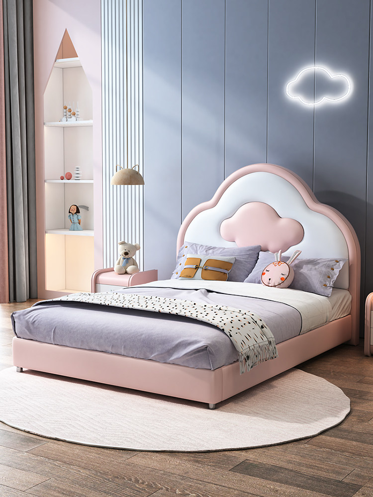网红ins云朵女孩儿童公主皮床护栏12米15米儿童床