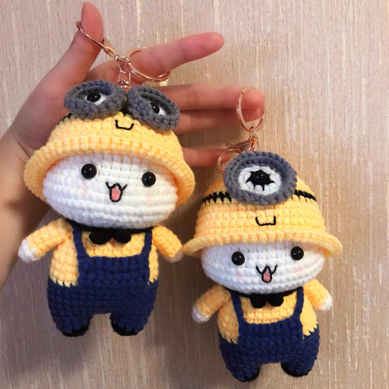 手工勾针创意布布一二熊猫娃娃熊娃娃针织挂件毛线