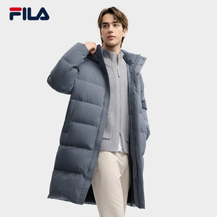 FILA 斐乐官方情侣款长款羽绒服2025冬新款休闲宽松保暖连帽外套