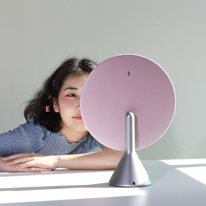 智能茄紫muid大圆日光化妆镜台式led桌面补光led化妆镜