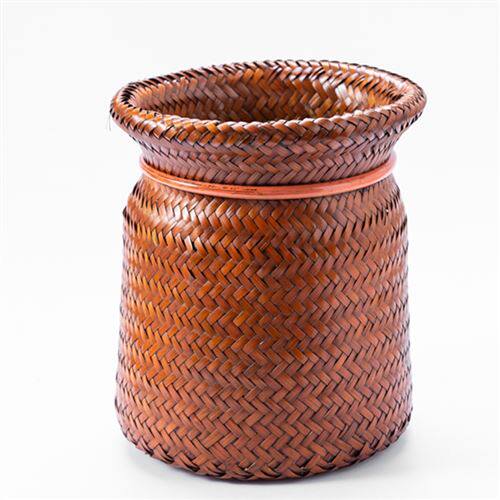 仿古装饰高大华竹具花影视竹篮花篮插编花瓶竹编