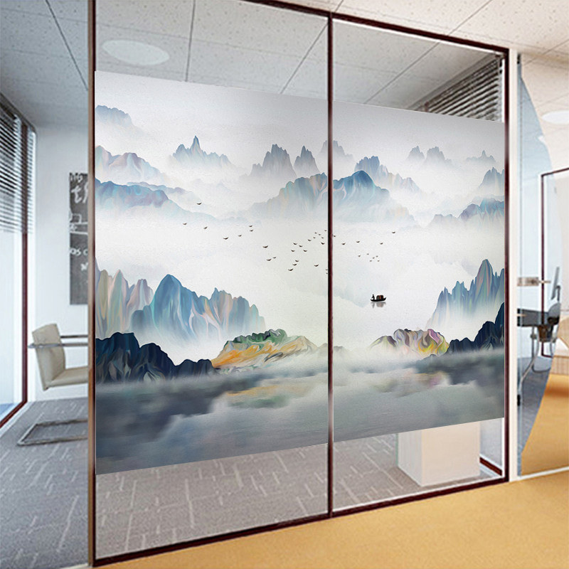 玻璃磨砂花纸明窗不透明不透透光静电贴膜办公室瓷砖