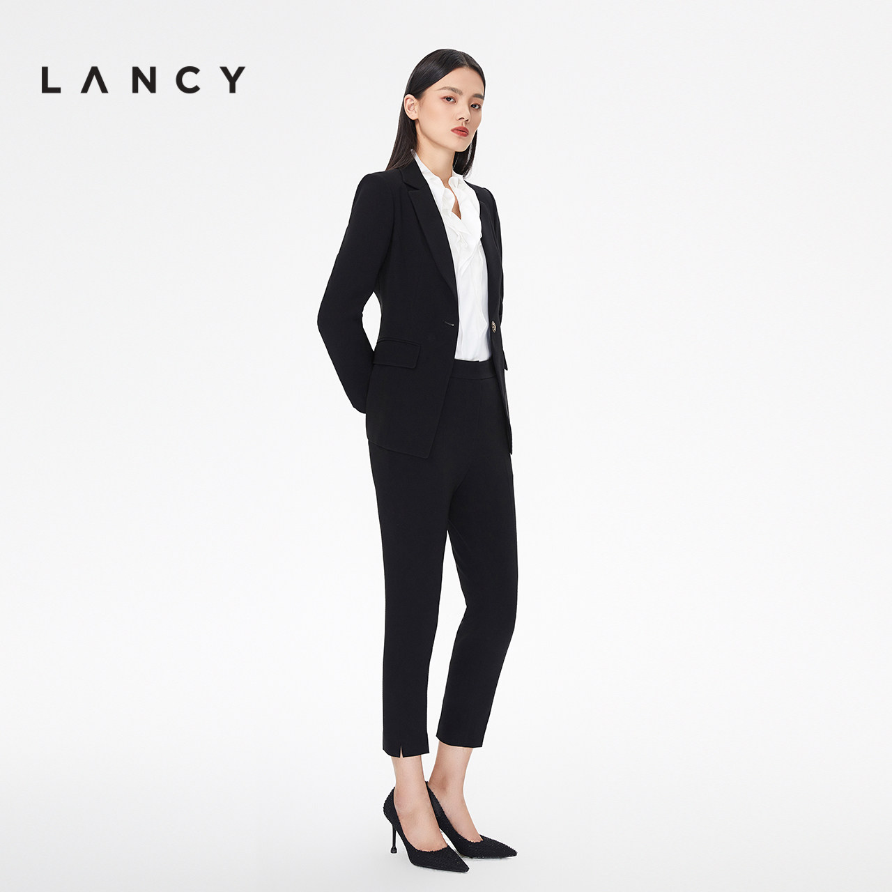 朗姿干练西装修身通勤单排气质新款秋日2021西装