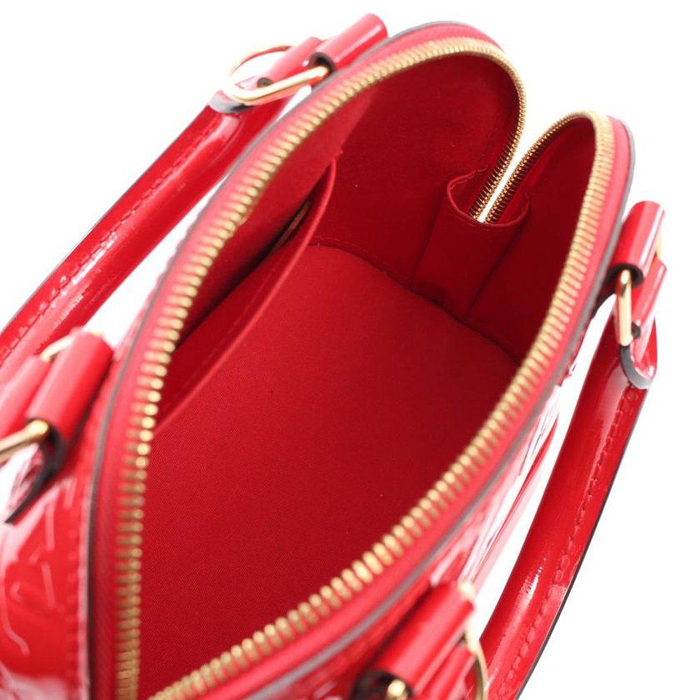 日本直邮中古lv路易威登almabb老花漆皮樱桃红手提包通用款女包