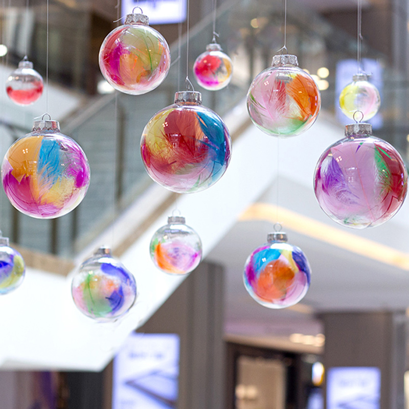 幼儿园吊饰环创森系空中悬挂吊球透明蝴蝶羽毛空中吊饰