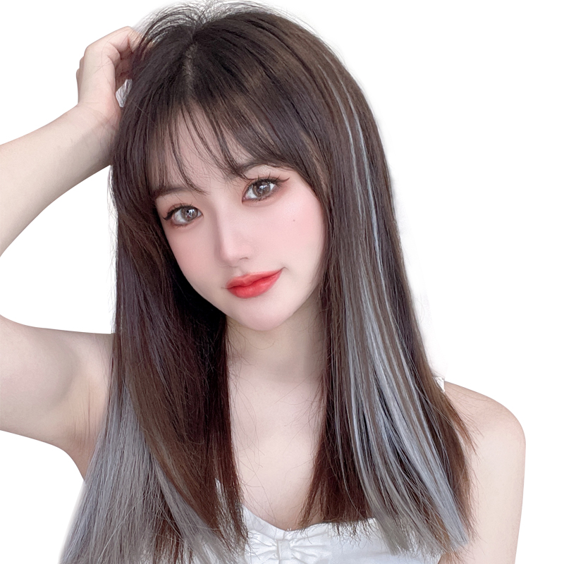 彩色挂耳染发片女渐变假发片挑染假发条长发直发片