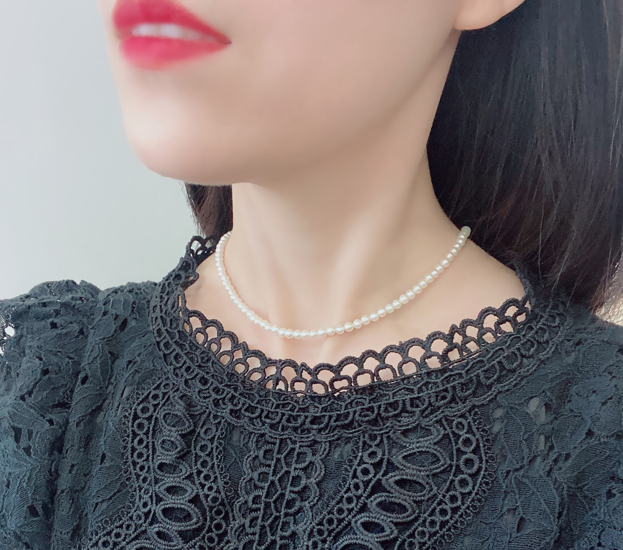 明星同款珍珠项链进口14k包金天然淡水小珍珠迷你锁骨链choker