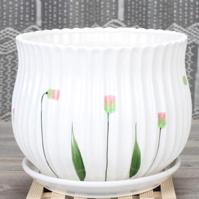 底座漂亮桌面各种各样花盆绿萝圆口大口径迷你加盘花盆