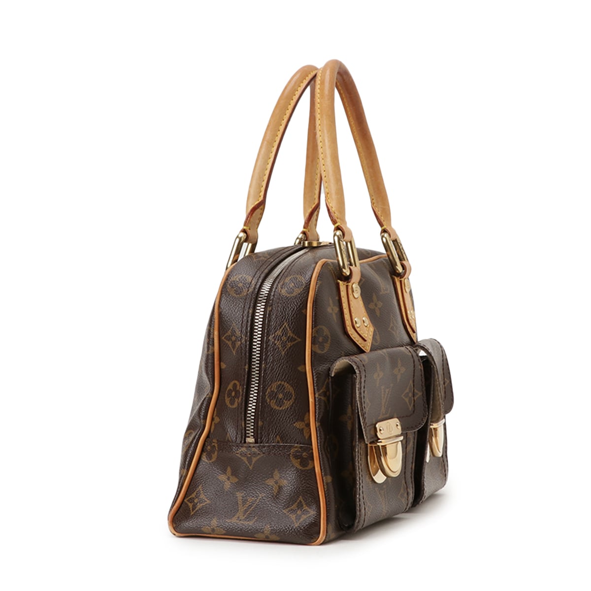 中古lv路易威登manhattan曼哈顿pm手提包老花37021895通用款女包