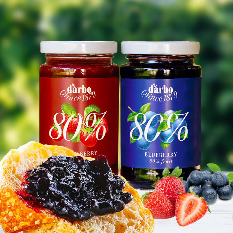 进口darbo德宝果酱蓝莓草莓果肉儿童宝宝早餐果酱