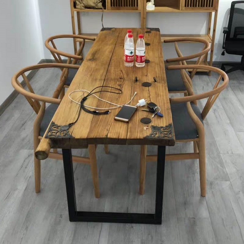 原生态拼板木板风景木质工艺门板茶台复古茶桌吧台