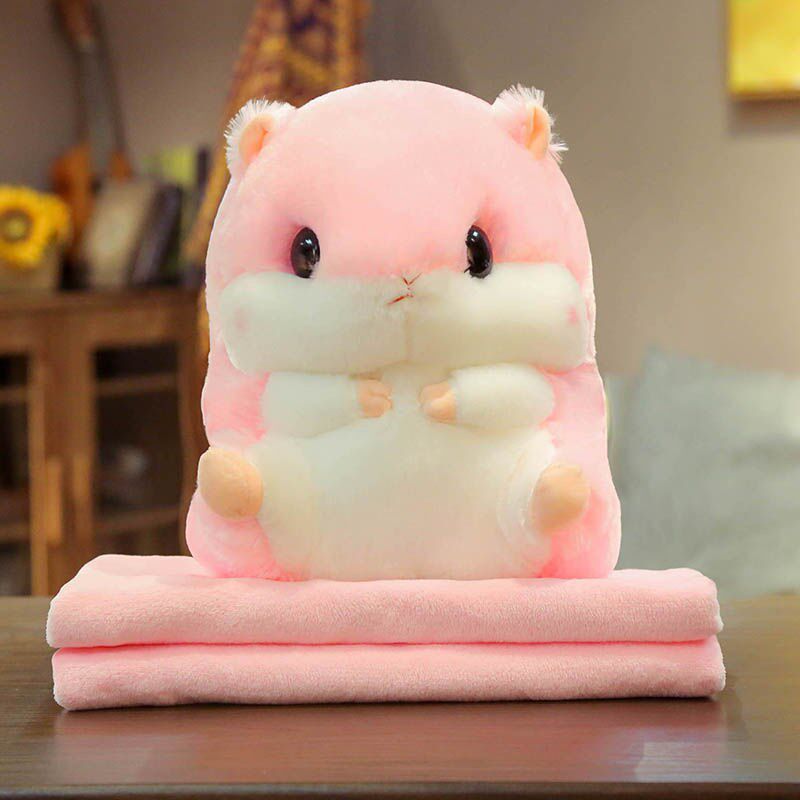 新爱仓鼠公仔布娃娃玩偶办t公室抱枕空调毯毛毯手捂三合一捂手抱