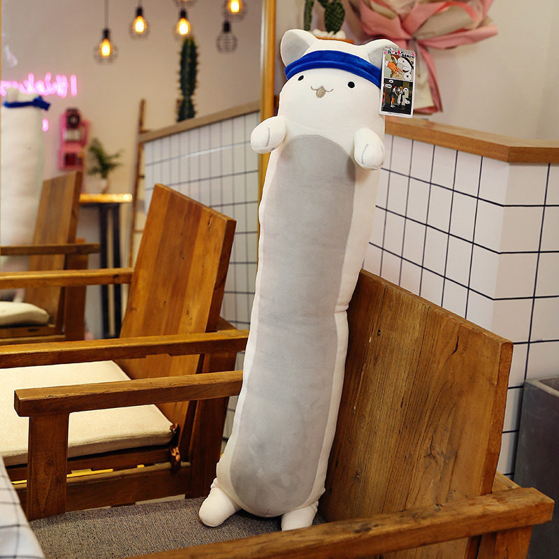 新款物可爱猫咪毛绒玩具抱长枕条猫d动玩偶拉面猫公仔女友生