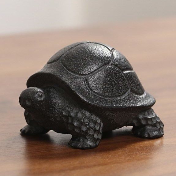 石雕乌金石将军石龟茶摆件精品可养招财石头小乌龟茶宠摆件
