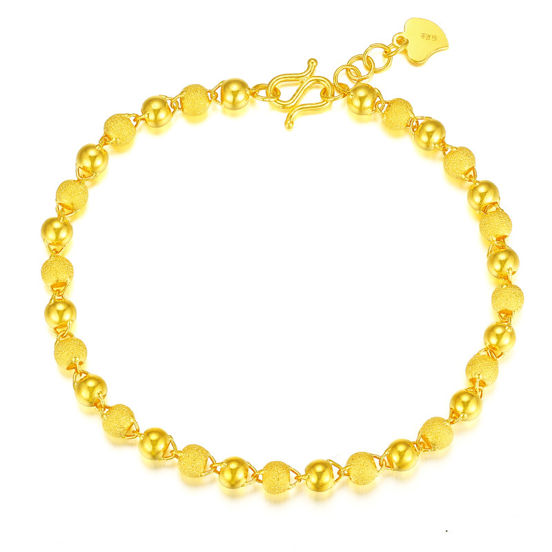 手链金珠中国黄金足金黄金女饰金豆豆豆豆磨砂光面手饰
