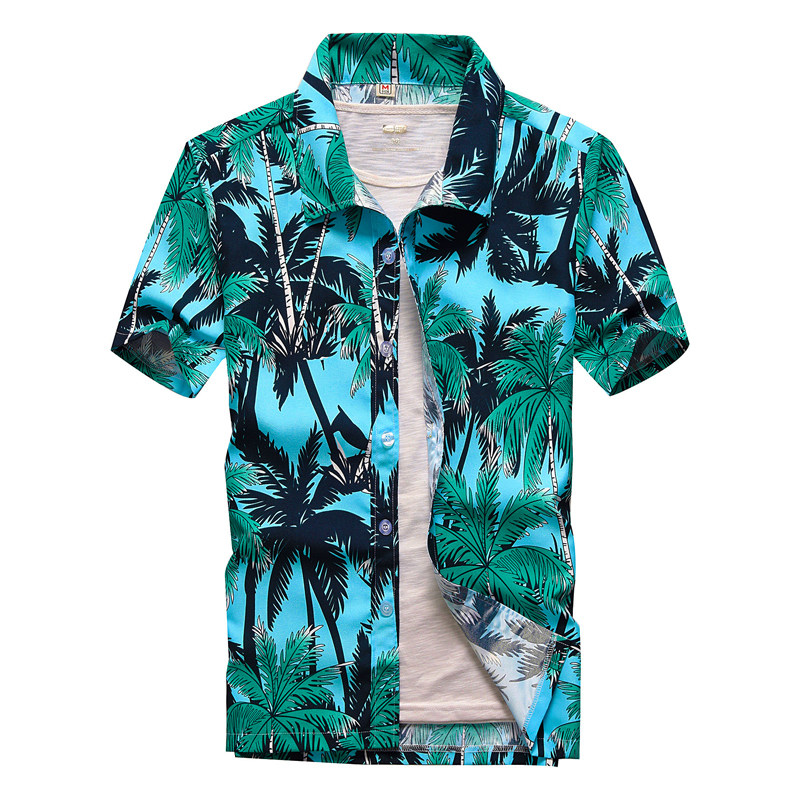 coconuttreeprintcasualbeachshirt椰子树印花休闲沙滩衬衫