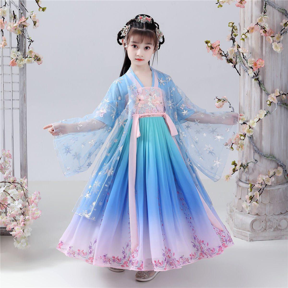 汉服夏短袖裙儿古装短袖古风女童小女孩夏装新款唐装