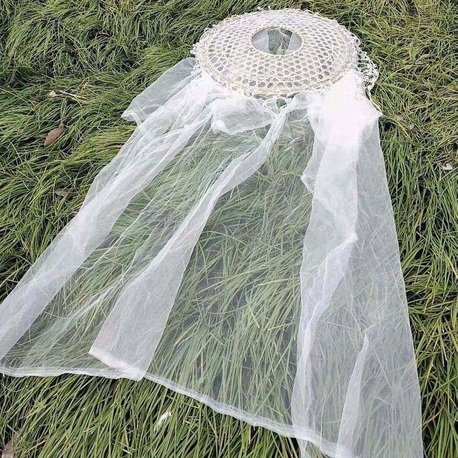 斗笠武侠古装帽子面纱斗汉服帽子女古风流苏帽子