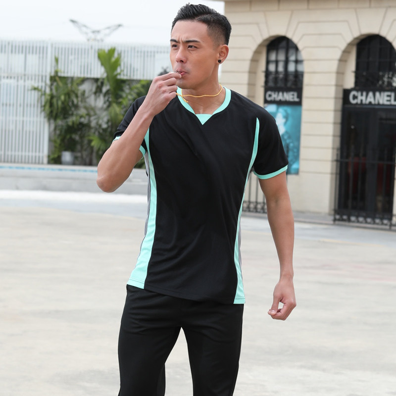 篮球裁判上衣套装男可定制印字印号裁判员短袖裁判服