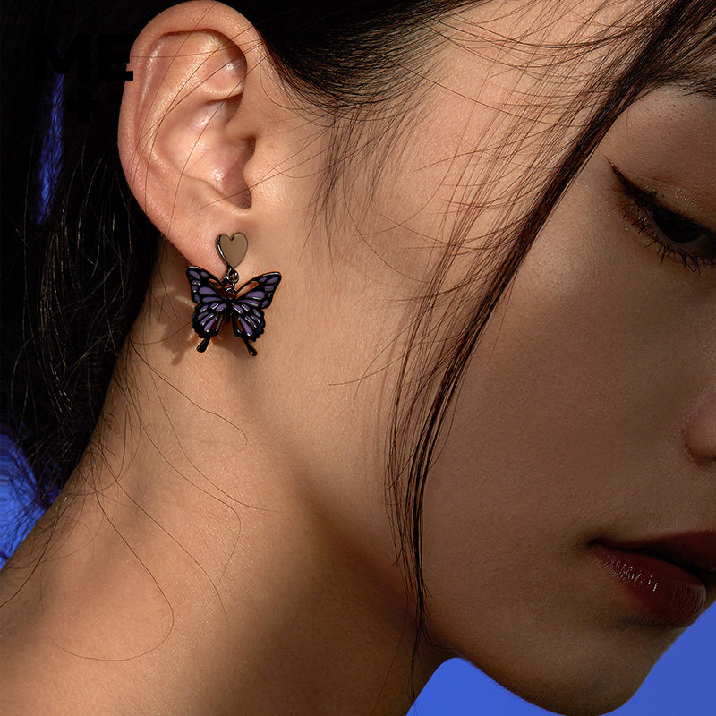 me 饰品暗夜精灵系列时尚潮酷蝴蝶耳夹冷淡ins耳夹