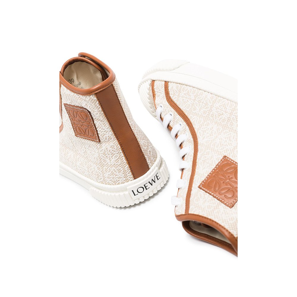 欧洲直邮loewe罗意威女士白色棉系绳高帮休闲鞋时尚休闲时尚休闲鞋