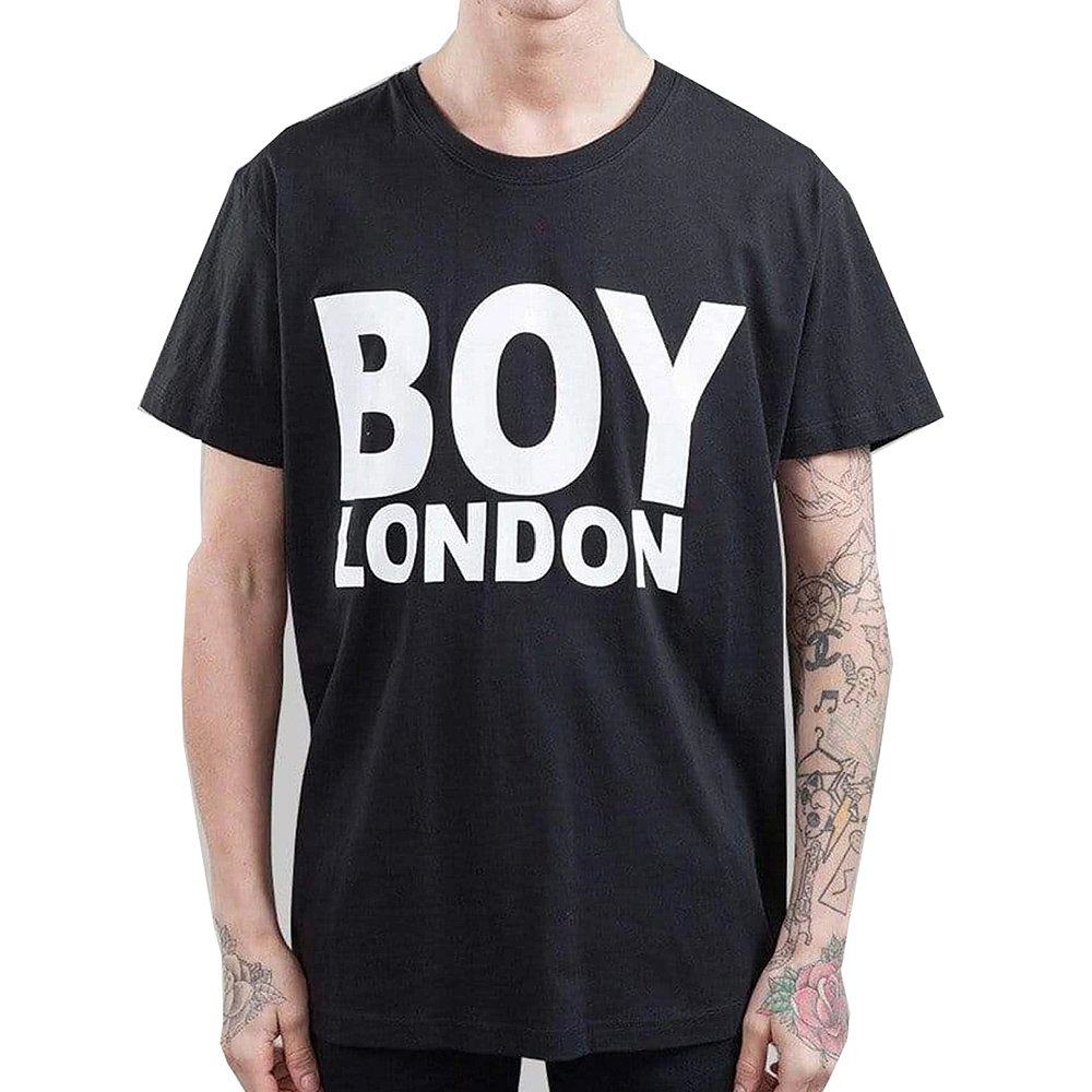 香港直邮boylondon黑色徽标印花t恤boylondontee