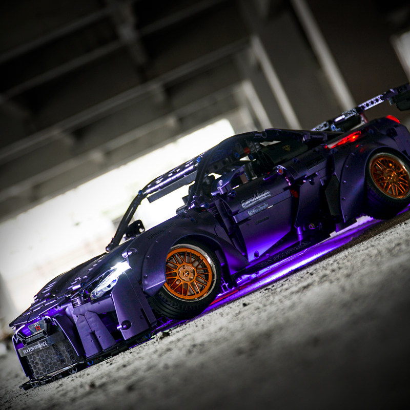 盒子汽车模型gtr战神低趴改装车高难度成年moc拼装塑料积木