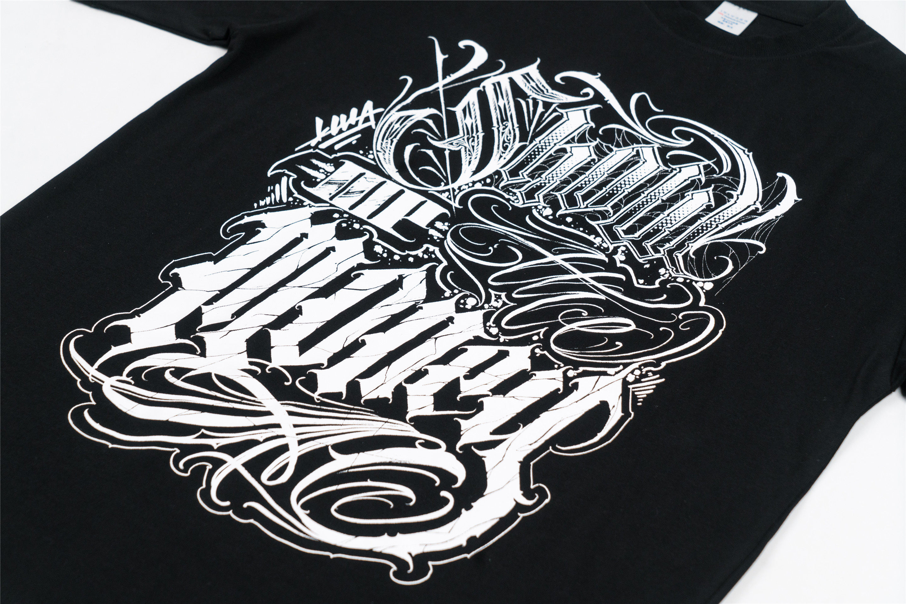 lwa美式 男t恤 街头奇卡诺chicano匪帮花体字西海岸说唱宽松女短袖