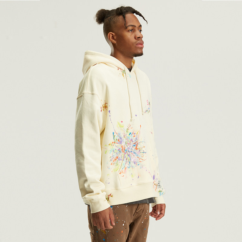 saintlouis复古多色闪粉泼墨做旧帽衫潮牌男女卫衣