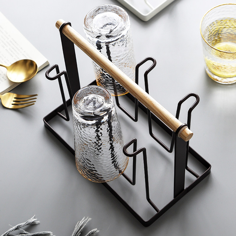 个物创意玻璃杯架收纳家用客厅水杯支架挂架杯子套装置物沥水托盘