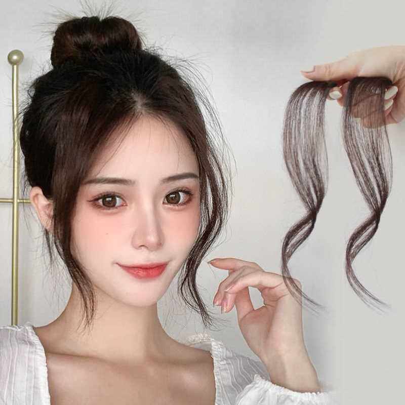 一片片式空气八字刘海假发片女自然前额法式刘海片